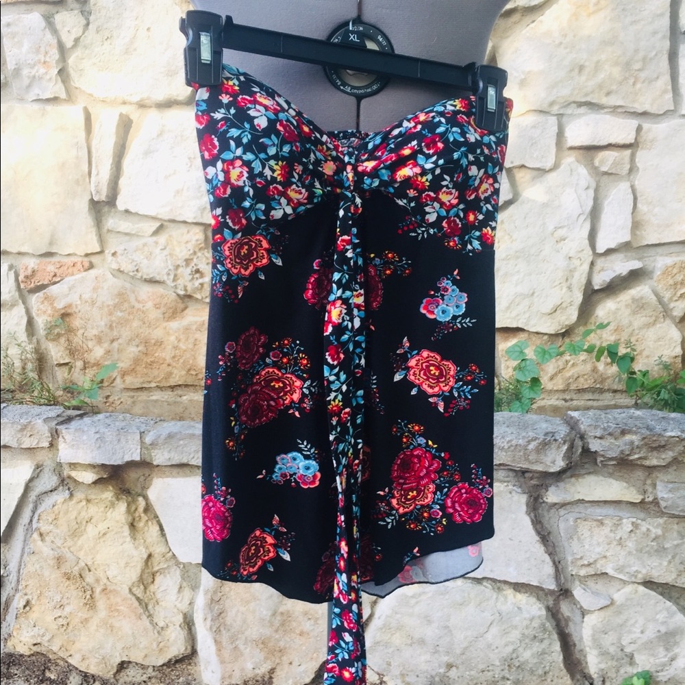 Strapless Floral Top